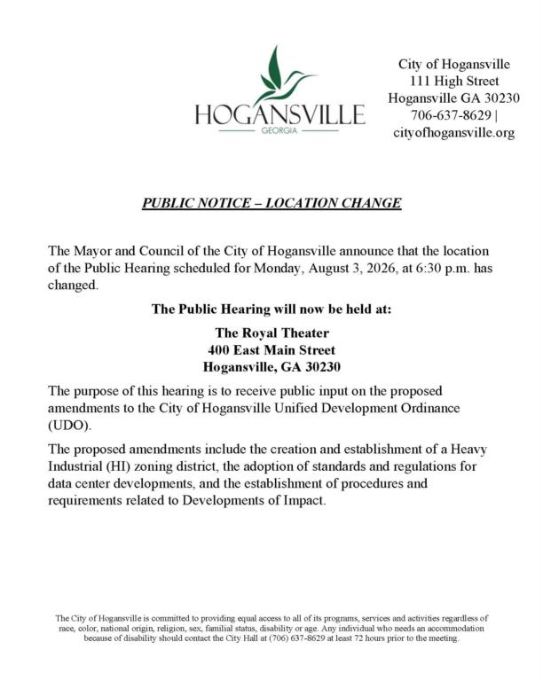 Public Hearing to Hear Citizen Comments on Proposed UDO Amendments Ordinance